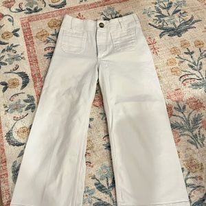 Anthropologie Maeve Cropped Wide-leg Jeans white